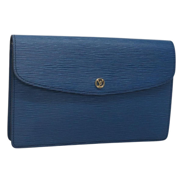 LOUIS VUITTON Epi Montaigne 27 Clutch Bag Blue M52655 LV Auth 118543