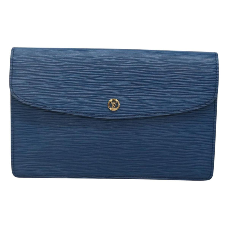 LOUIS VUITTON Epi Montaigne 27 Clutch Bag Blue M52655 LV Auth 118543