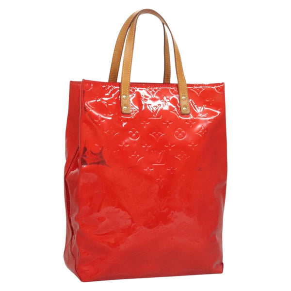 LOUIS VUITTON Monogram Vernis Reade MM Hand Bag Red Rouge M91086 LV Auth 119019