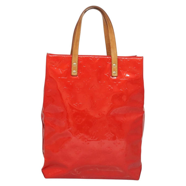 LOUIS VUITTON Monogram Vernis Reade MM Hand Bag Red Rouge M91086 LV Auth 119019