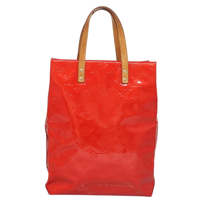 LOUIS VUITTON Monogram Vernis Reade MM Hand Bag Red Rouge M91086 LV Auth 119019