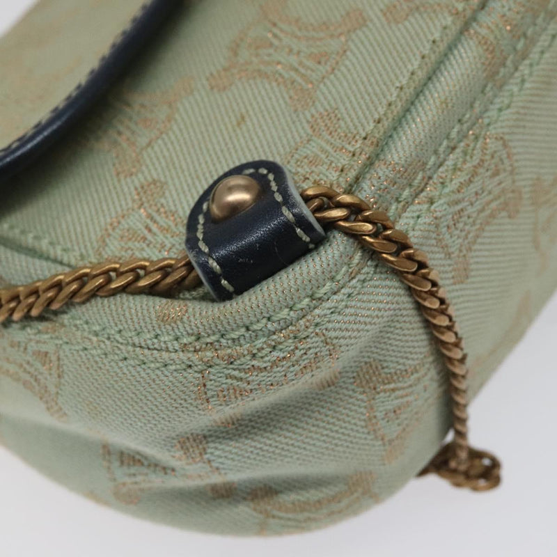 CELINE Paris Macadam Shoulder Bag Denim Peppermint Gold Auth 119025