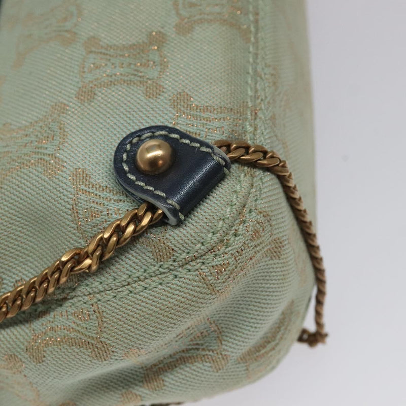 CELINE Paris Macadam Shoulder Bag Denim Peppermint Gold Auth 119025