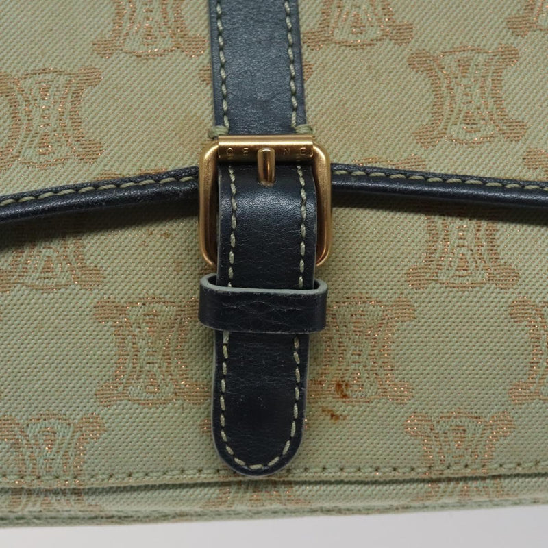 CELINE Paris Macadam Shoulder Bag Denim Peppermint Gold Auth 119025