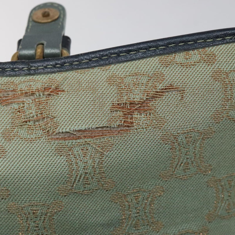 CELINE Paris Macadam Shoulder Bag Denim Peppermint Gold Auth 119025