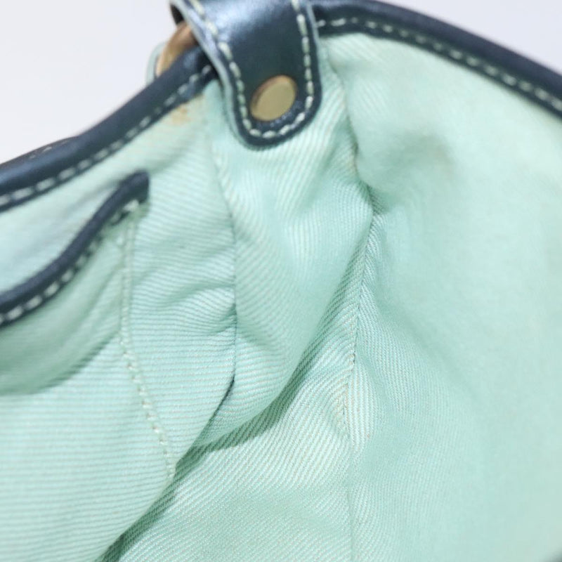 CELINE Paris Macadam Shoulder Bag Denim Peppermint Gold Auth 119025