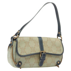 CELINE Paris Macadam Shoulder Bag Denim Peppermint Gold Auth 119025