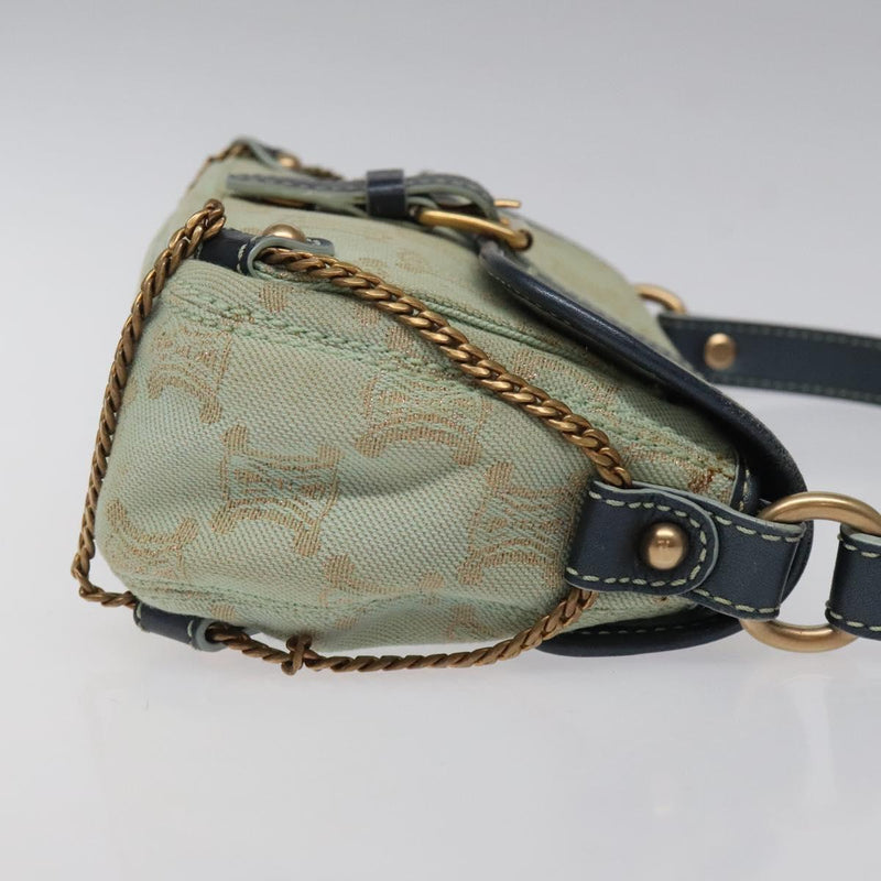 CELINE Paris Macadam Shoulder Bag Denim Peppermint Gold Auth 119025