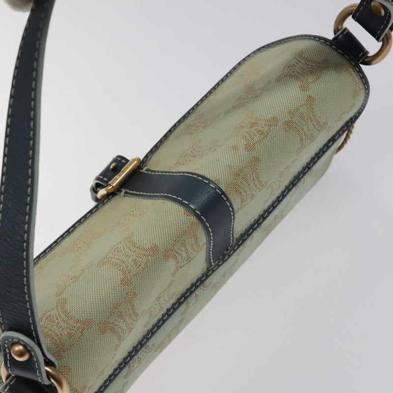 CELINE Paris Macadam Shoulder Bag Denim Peppermint Gold Auth 119025