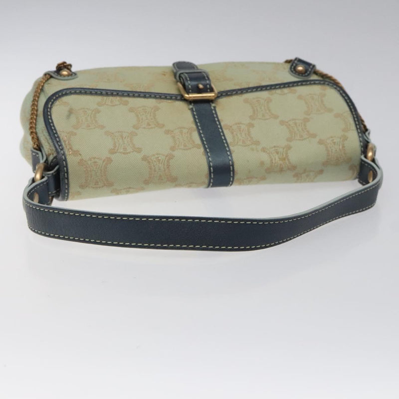 CELINE Paris Macadam Shoulder Bag Denim Peppermint Gold Auth 119025
