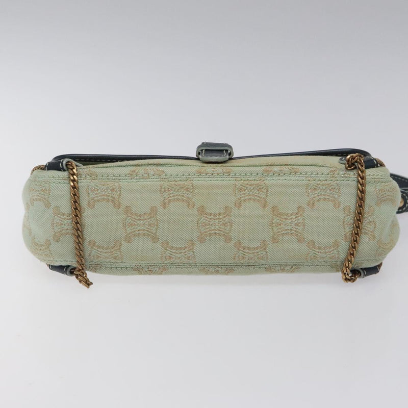 CELINE Paris Macadam Shoulder Bag Denim Peppermint Gold Auth 119025