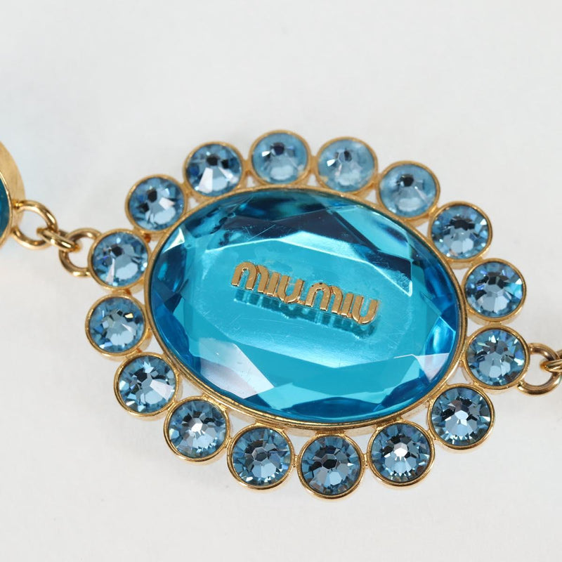 Miu Miu Matelasse Bijoux Hand Bag Leather 2way Turquoise Blue Gold Auth 119028M