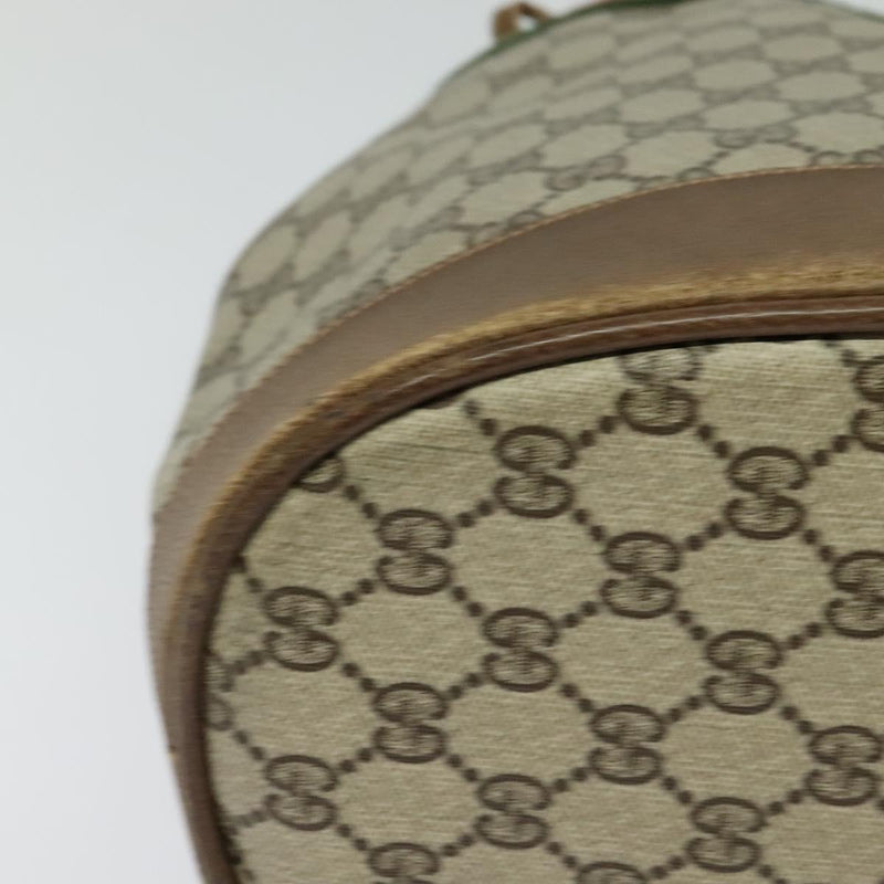 GUCCI GG Supreme Web Sherry Line Shoulder Bag PVC Beige Gold Auth 119029