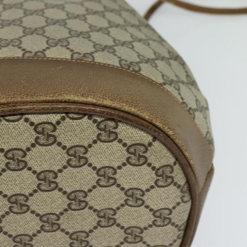 GUCCI GG Supreme Web Sherry Line Shoulder Bag PVC Beige Gold Auth 119029