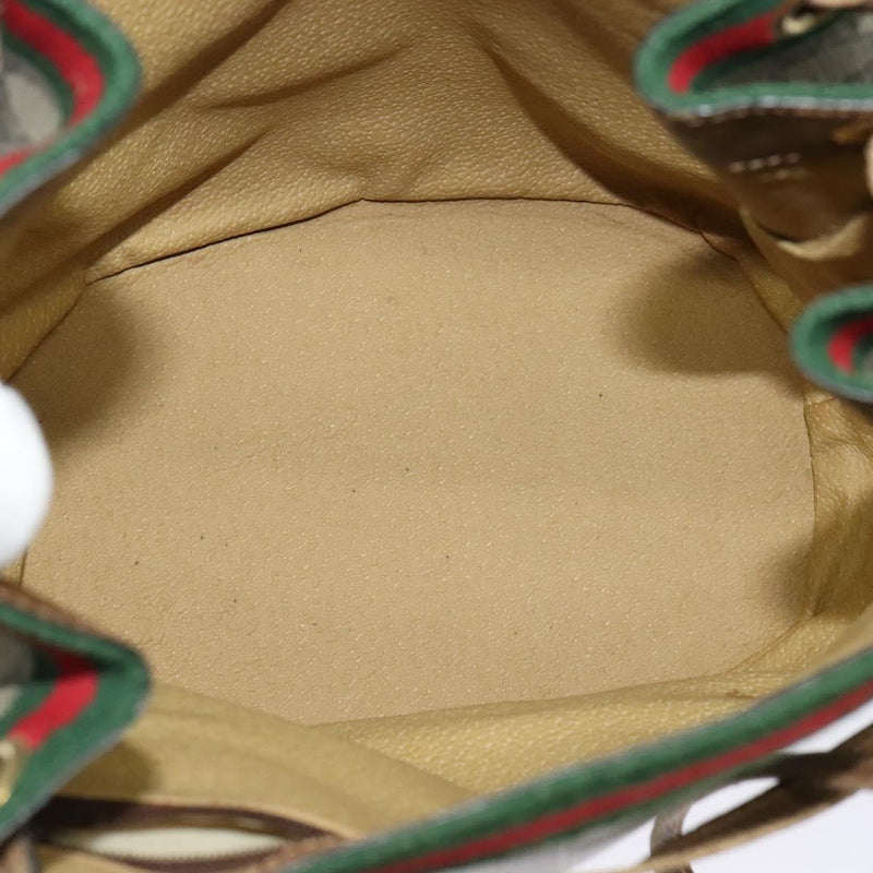 GUCCI GG Supreme Web Sherry Line Shoulder Bag PVC Beige Gold Auth 119029