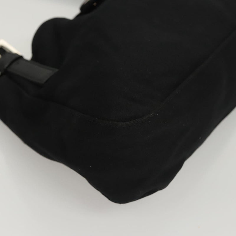 FENDI Shoulder Bag Nylon Black Silver Auth 119033