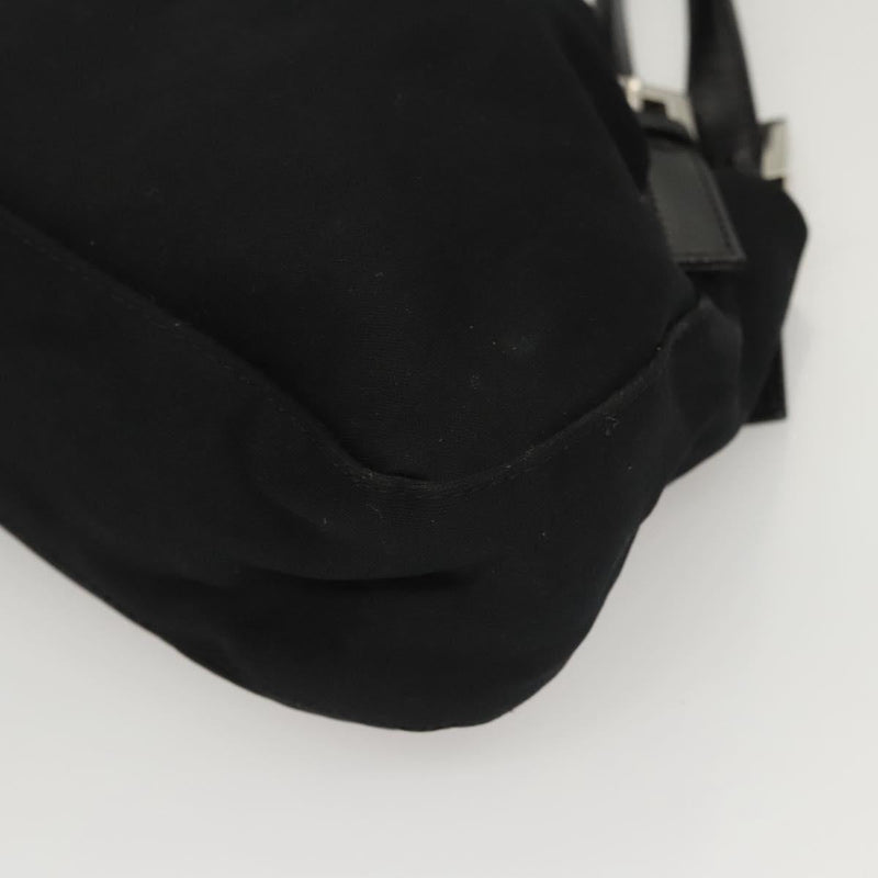FENDI Shoulder Bag Nylon Black Silver Auth 119033