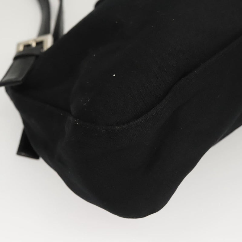 FENDI Shoulder Bag Nylon Black Silver Auth 119033
