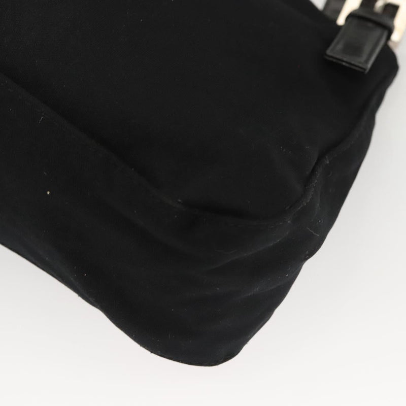 FENDI Shoulder Bag Nylon Black Silver Auth 119033