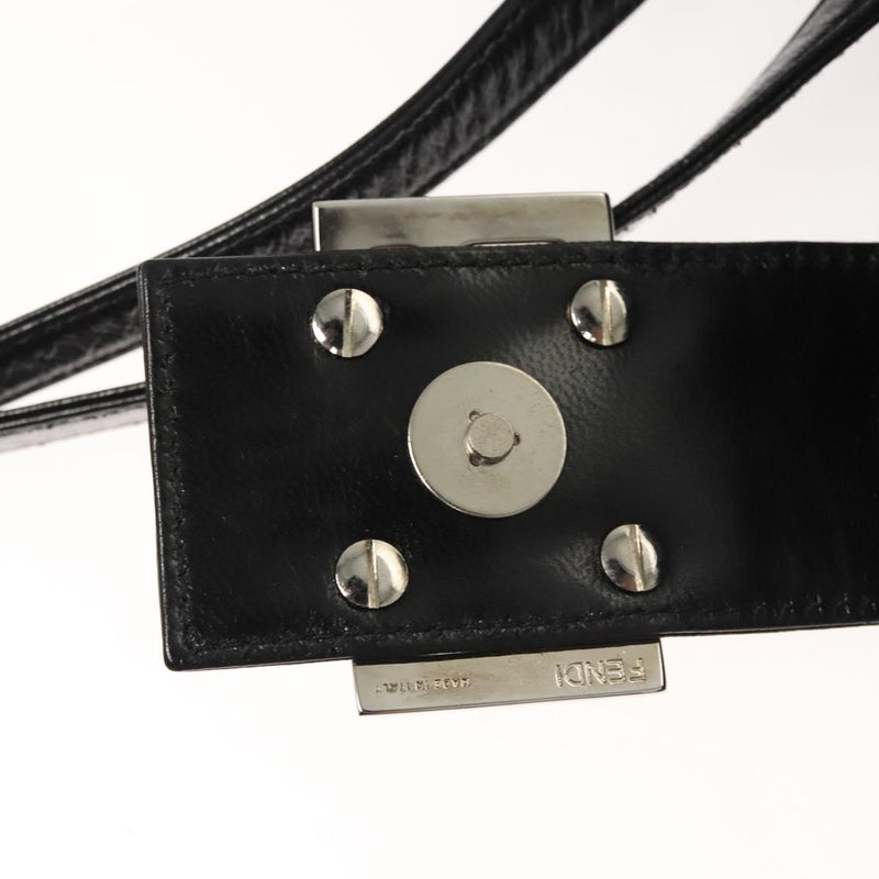FENDI Shoulder Bag Nylon Black Silver Auth 119033