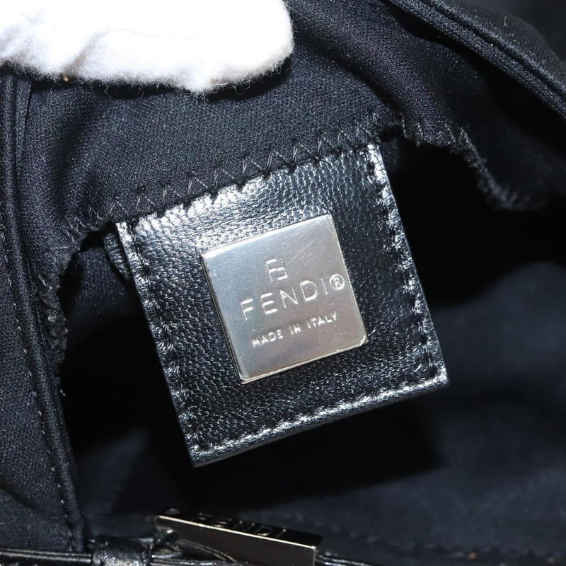 FENDI Shoulder Bag Nylon Black Silver Auth 119033