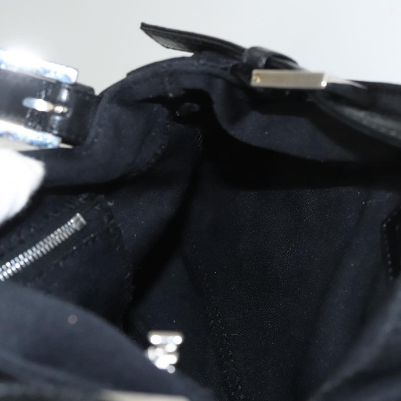 FENDI Shoulder Bag Nylon Black Silver Auth 119033
