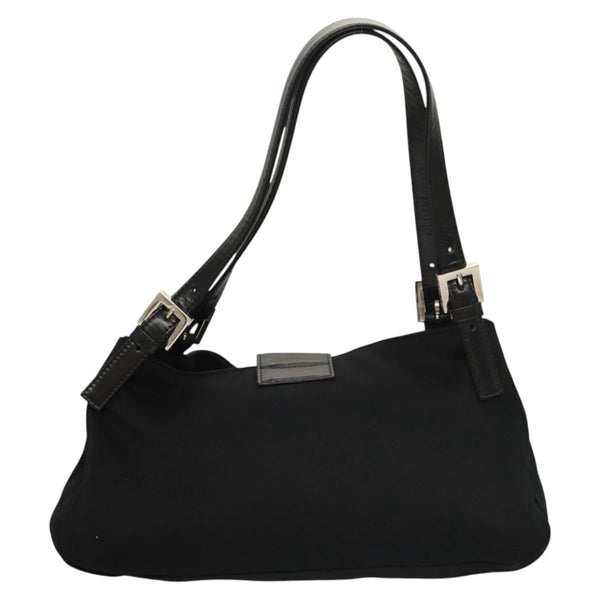 FENDI Shoulder Bag Nylon Black Silver Auth 119033