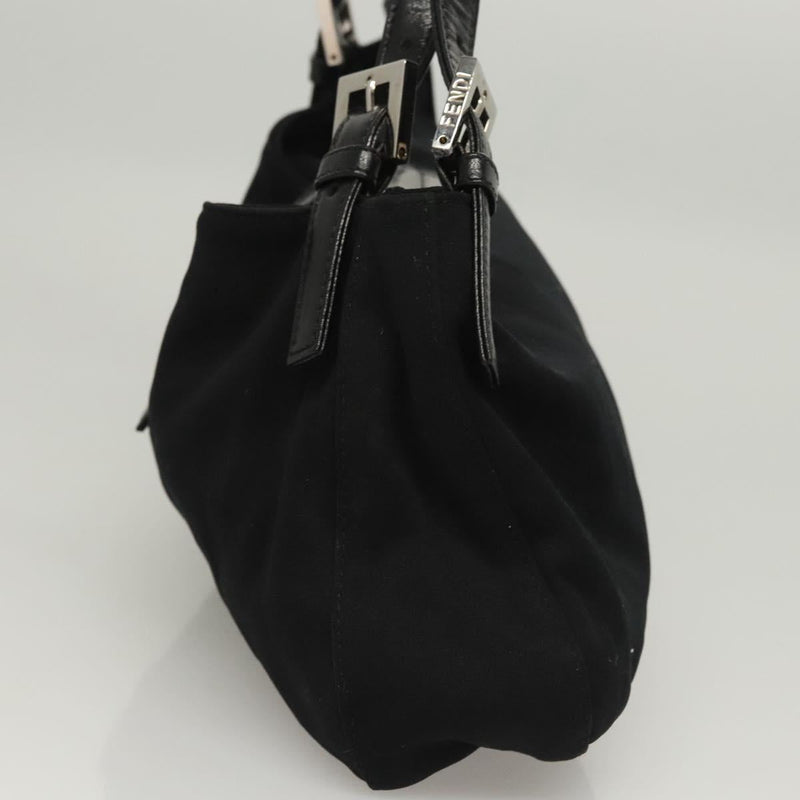 FENDI Shoulder Bag Nylon Black Silver Auth 119033