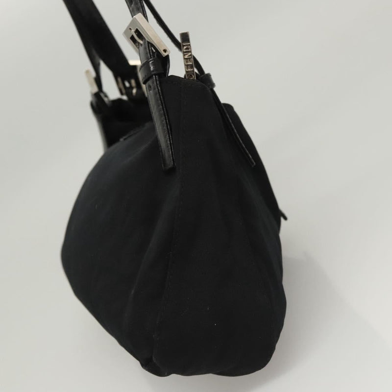FENDI Shoulder Bag Nylon Black Silver Auth 119033