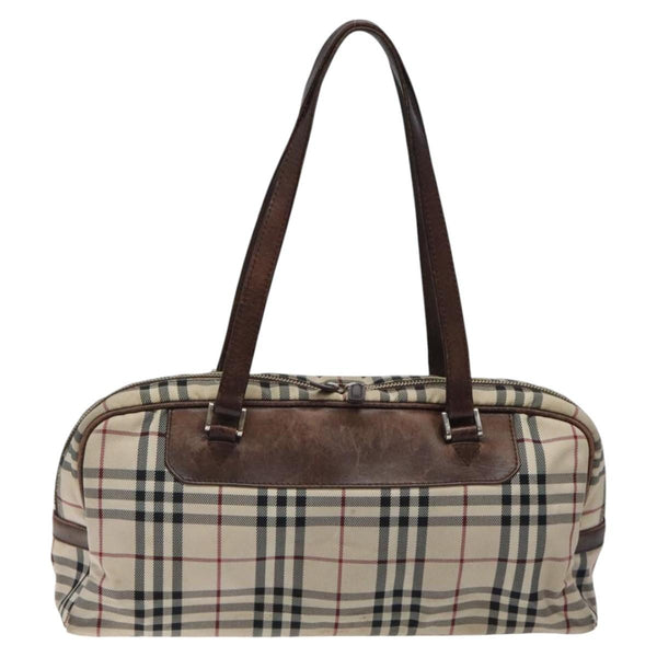 BURBERRY Nova Check Shoulder Bag Canvas Beige Auth 119048