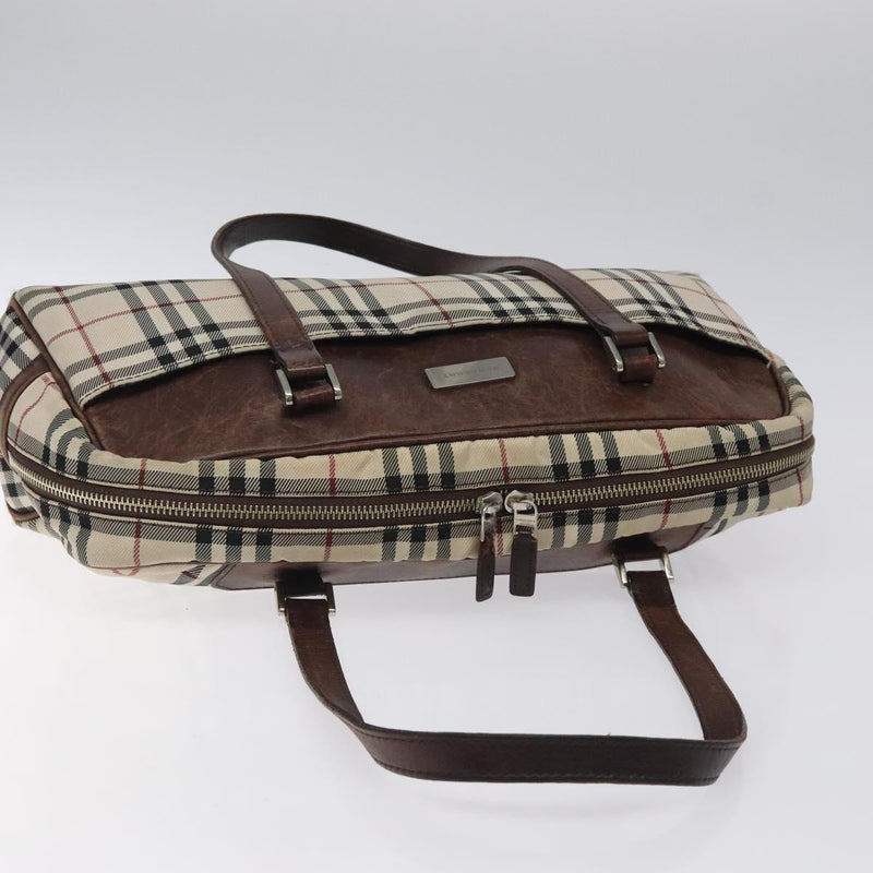 BURBERRY Nova Check Shoulder Bag Canvas Beige Auth 119048
