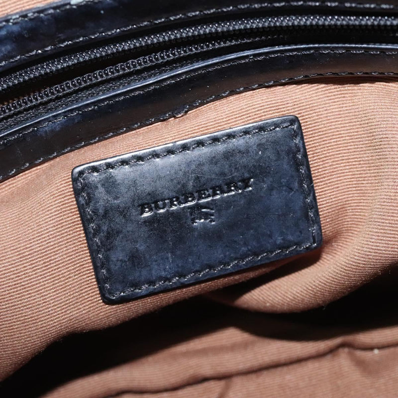BURBERRY Nova Check Hand Bag PVC Beige Gold Auth 119049
