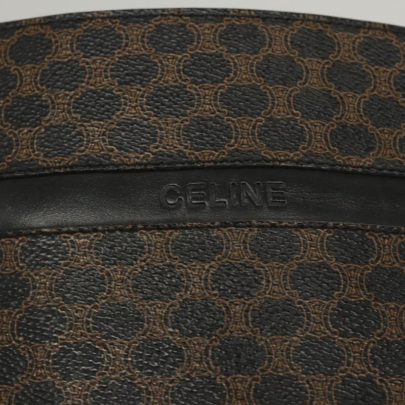 CELINE Macadam Canvas Shoulder Bag PVC Leather Black Gold Auth 119071