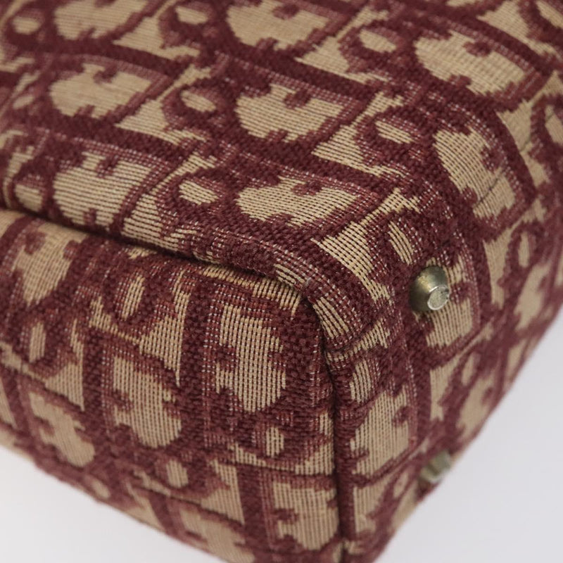 Christian Dior Trotter Canvas Hand Bag Red Gold Auth 119073