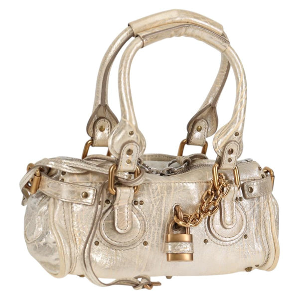 Chloe Paddington Mini Hand Bag Leather Gold Silver Auth 119074M