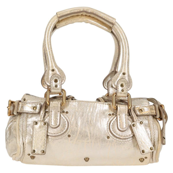 Chloe Paddington Mini Hand Bag Leather Gold Silver Auth 119074M