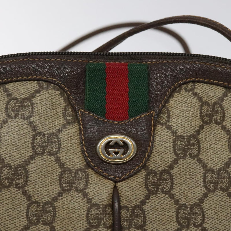 GUCCI GG Supreme Web Sherry Line Bag PVC Beige Gold 904 02 047 Auth 119076
