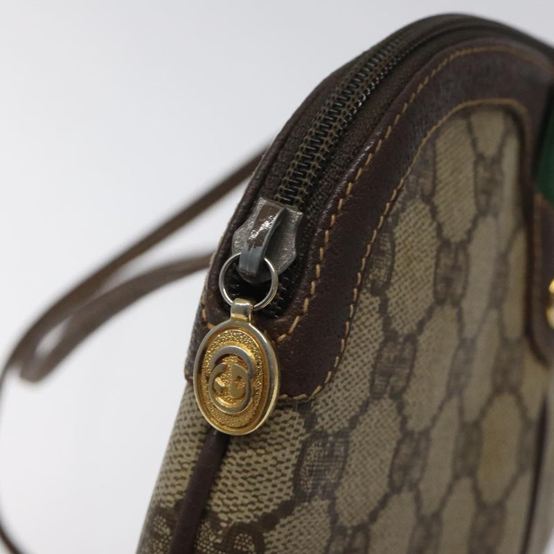 GUCCI GG Supreme Web Sherry Line Bag PVC Beige Gold 904 02 047 Auth 119076