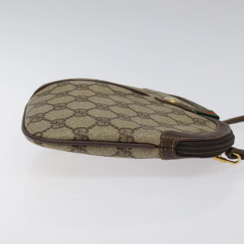 GUCCI GG Supreme Web Sherry Line Bag PVC Beige Gold 904 02 047 Auth 119076