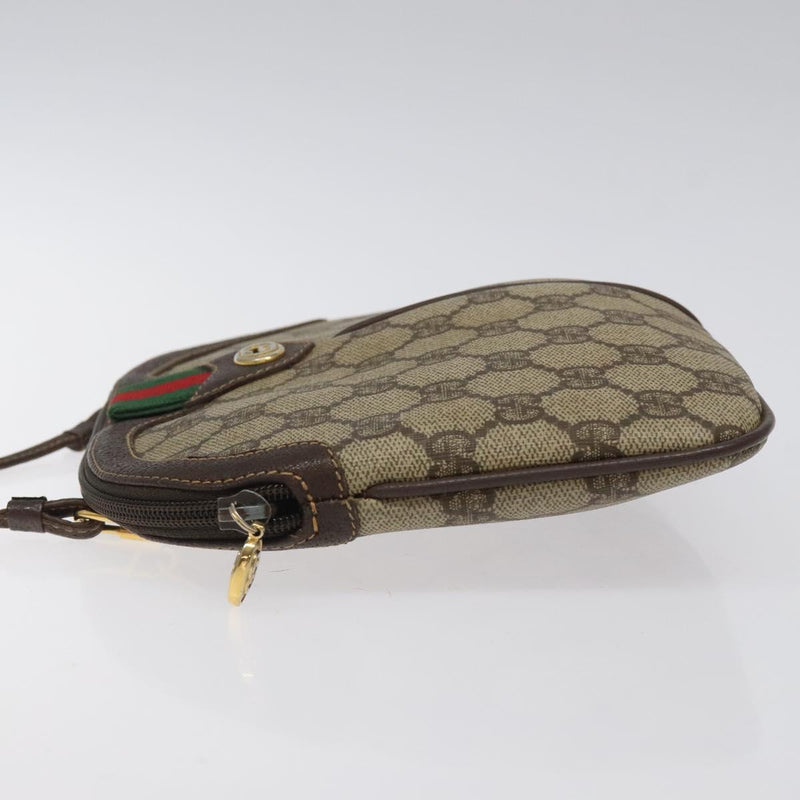 GUCCI GG Supreme Web Sherry Line Bag PVC Beige Gold 904 02 047 Auth 119076