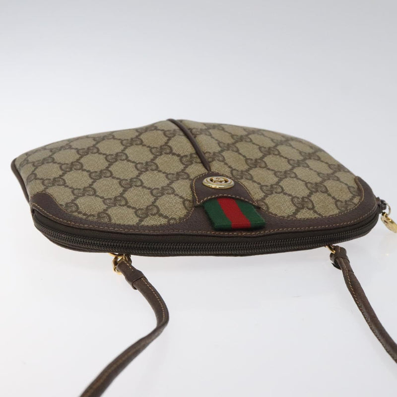 GUCCI GG Supreme Web Sherry Line Bag PVC Beige Gold 904 02 047 Auth 119076