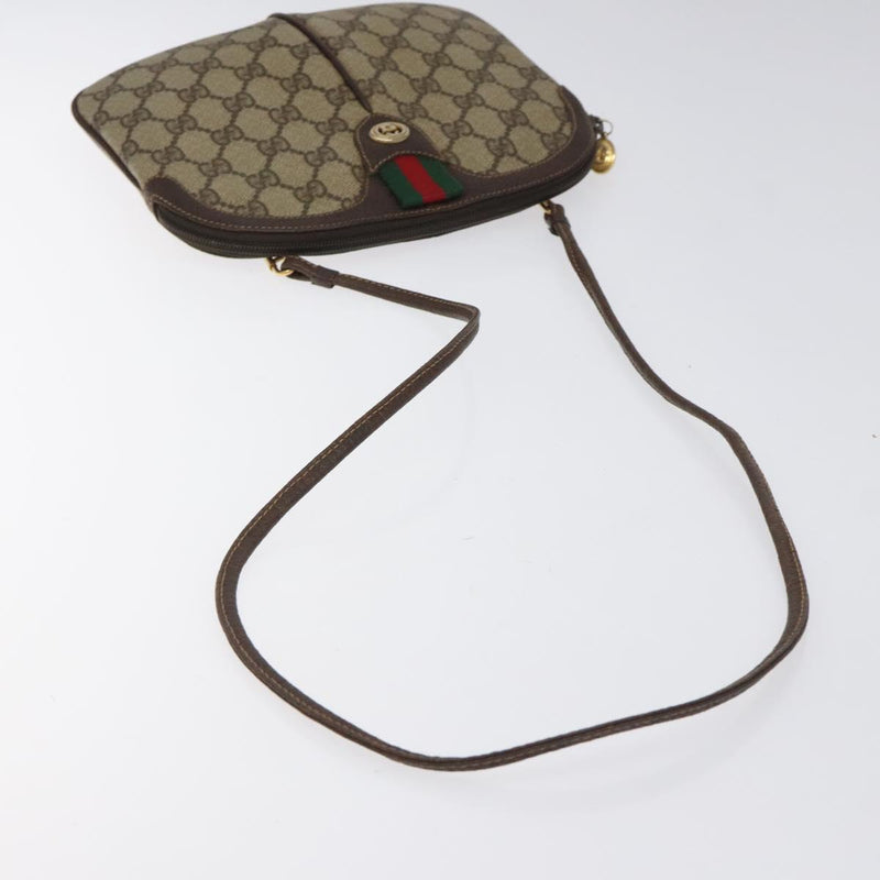 GUCCI GG Supreme Web Sherry Line Bag PVC Beige Gold 904 02 047 Auth 119076