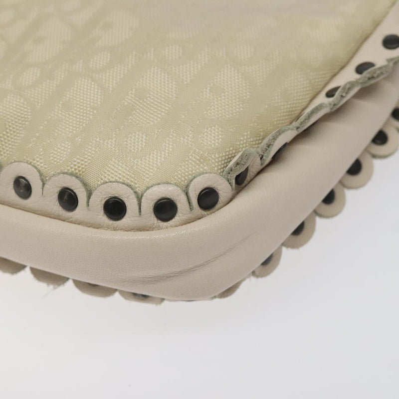 Christian Dior Trotter Canvas Shoulder Bag White Auth 119092