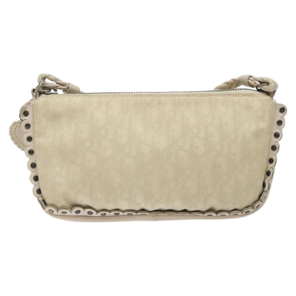 Christian Dior Trotter Canvas Shoulder Bag White Auth 119092