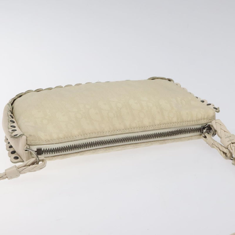 Christian Dior Trotter Canvas Shoulder Bag White Auth 119092