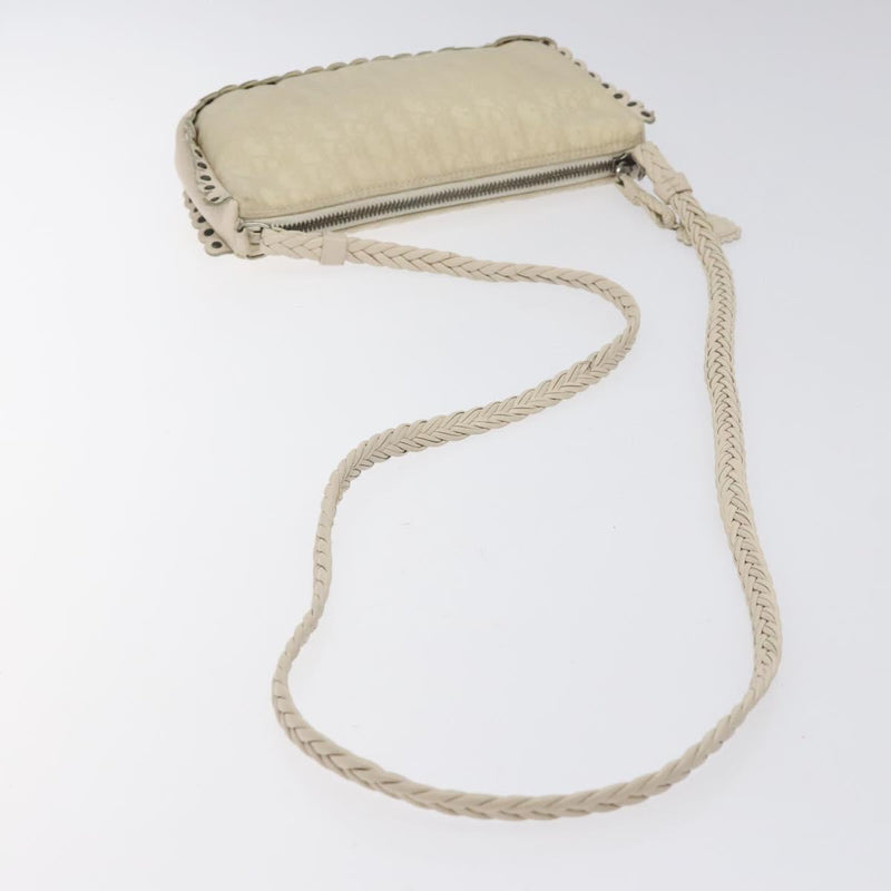 Christian Dior Trotter Canvas Shoulder Bag White Auth 119092