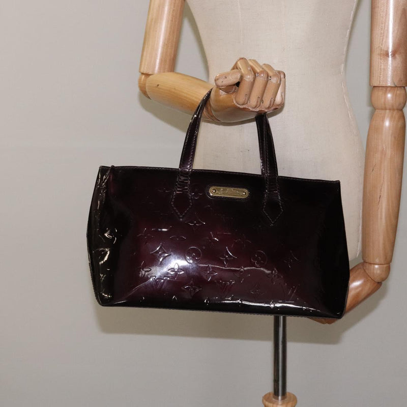 LOUIS VUITTON Monogram Vernis Wilshire PM Hand Bag Amarante M93641 Auth 119128