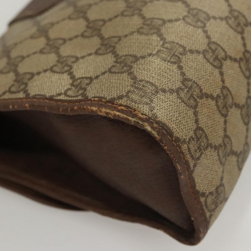 GUCCI GG Supreme Web Sherry Line Clutch Bag PVC Beige 156 01 031 Auth 119135