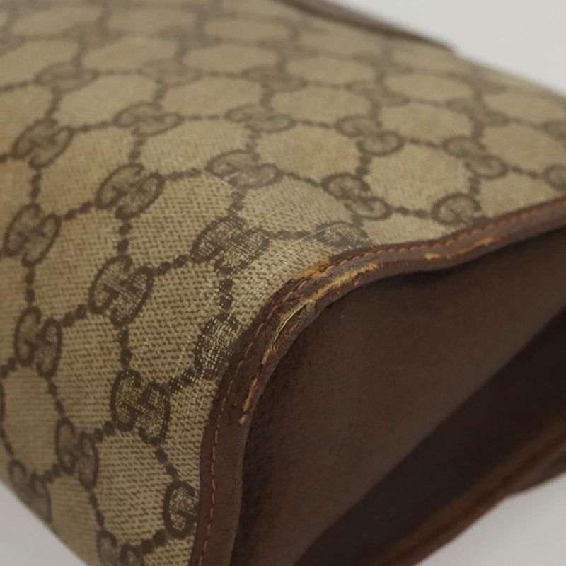 GUCCI GG Supreme Web Sherry Line Clutch Bag PVC Beige 156 01 031 Auth 119135