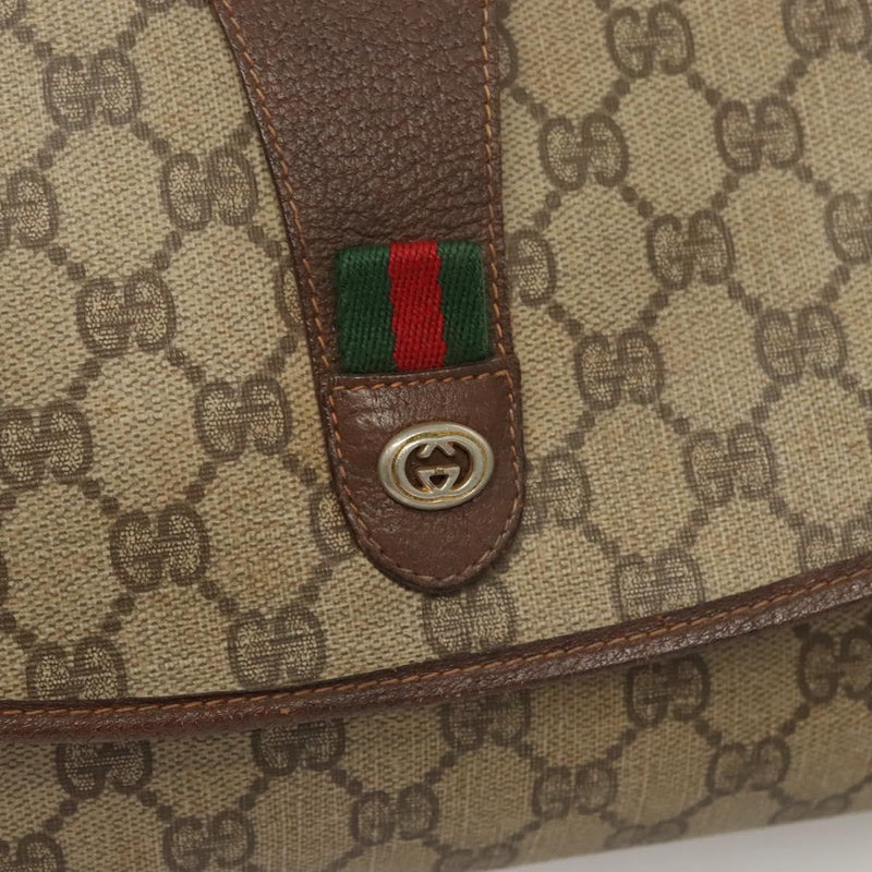 GUCCI GG Supreme Web Sherry Line Clutch Bag PVC Beige 156 01 031 Auth 119135